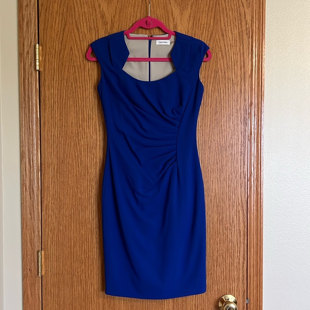Royal Blue Calvin Klein Pencil Cocktail Dress